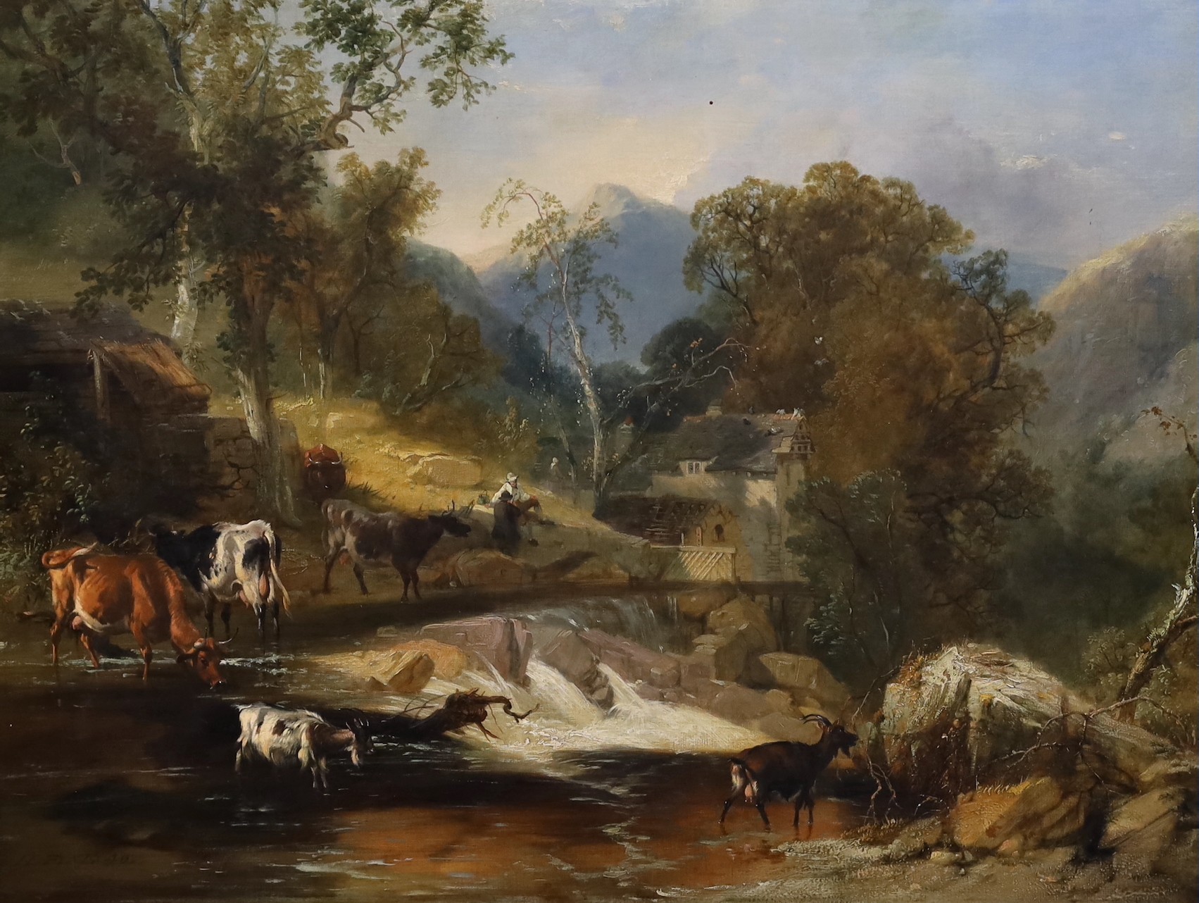 James Baker Pyne (1800-1870) and Thomas Sidney Cooper CVO RA (1803-1902), 'Tullina Mill at Penmacho, North Wales', oil on canvas, 54.5 x 72cm